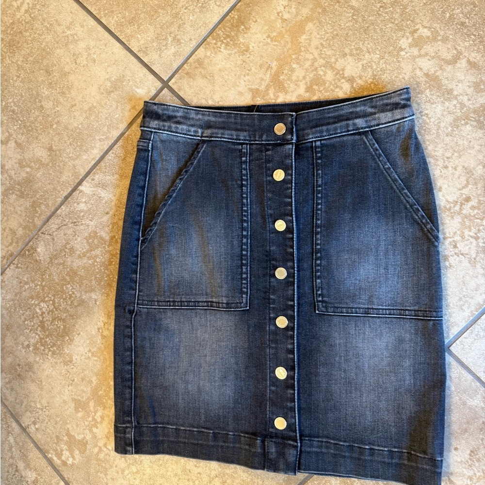 WHBM Denim Button-Front Skirt